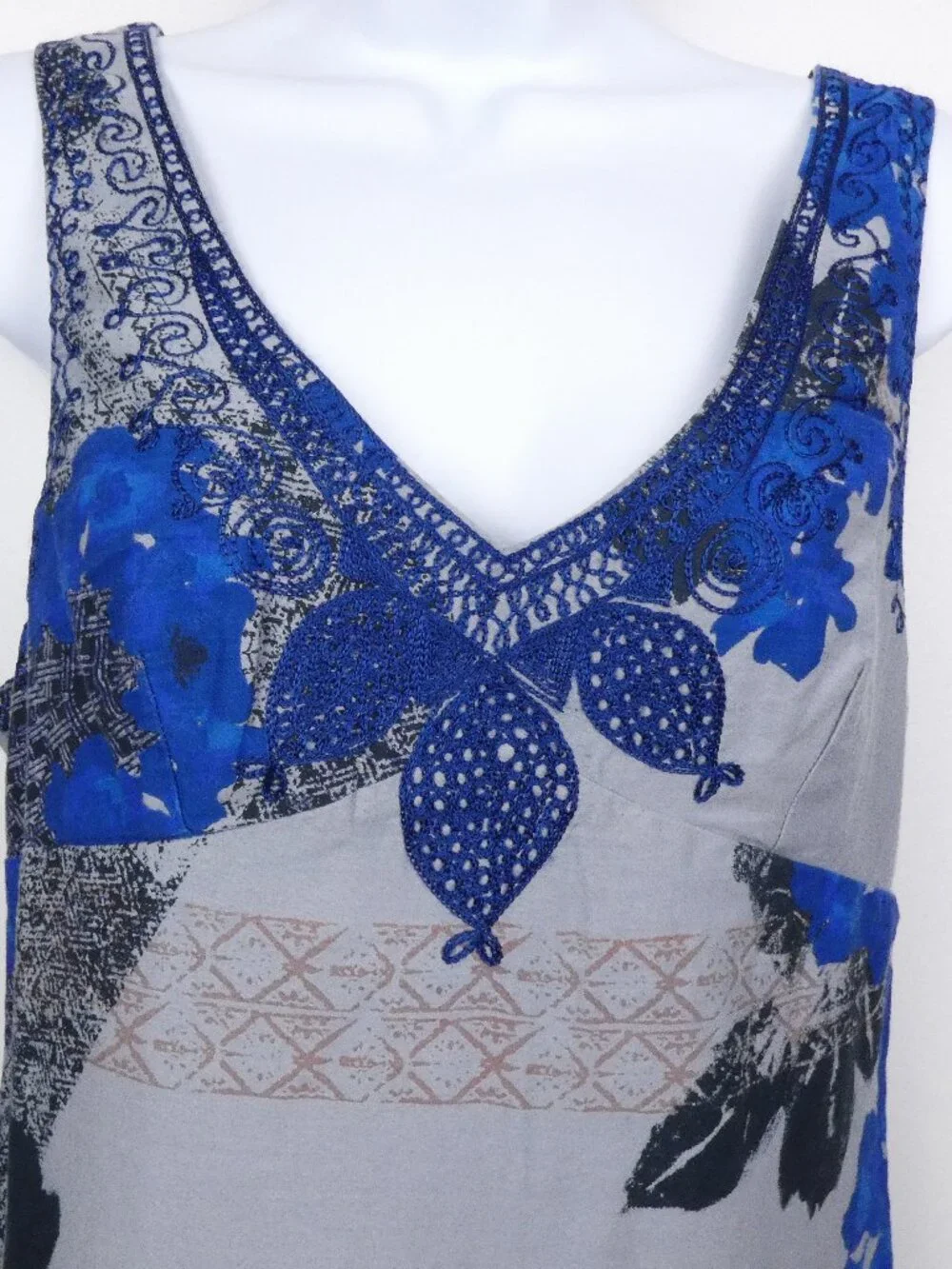 Free People Dress Womens 6 Blue Floral Print Frock Shift Mini Lined Size Zip